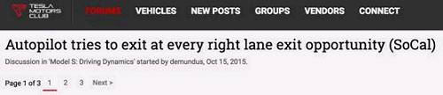 跟传统车企不同,Tesla乐于倾听用户的反馈,然而匝道口这件事情却一直没有得到很好的反馈。在Tesla官方论坛上,还能找到许多用户对于偏向辅路行驶的投诉和讨论,里面都不约而同提到“突然”(Sudden),“可怕”(Scary)和“危险”(Dangerous)这些词语,而很多人在下面回复多谢提醒。对于感兴趣且有空逛论坛的车主,算是提了个醒,那么对于那些更多的车主,Tesla并没有明确提出需要注意匝道口的问题。