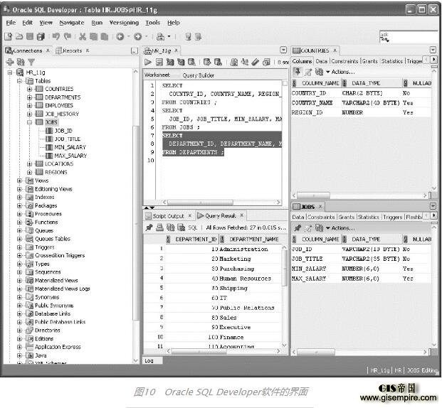 图10 Oracle SQL Developer软件的界面