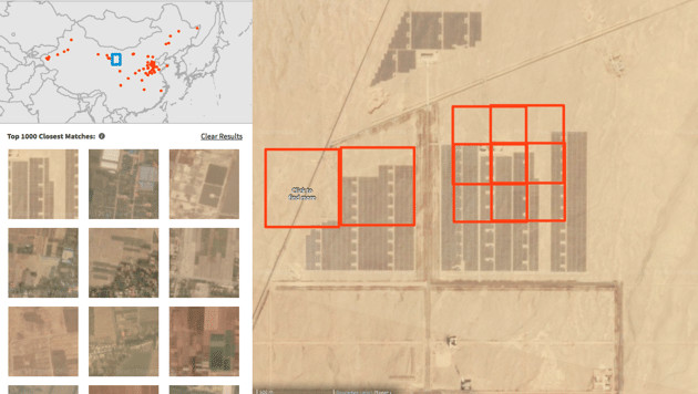 最新搜索引擎使地球可视化,在卫星地图上轻松找到相似物体